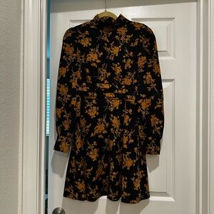 Floral Black and Orange Dress